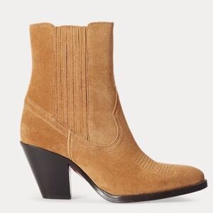 POLO Ralph Lauren LOWREY Suede COWBOY Western Boots SAND Women 11 RANCH LUXURY